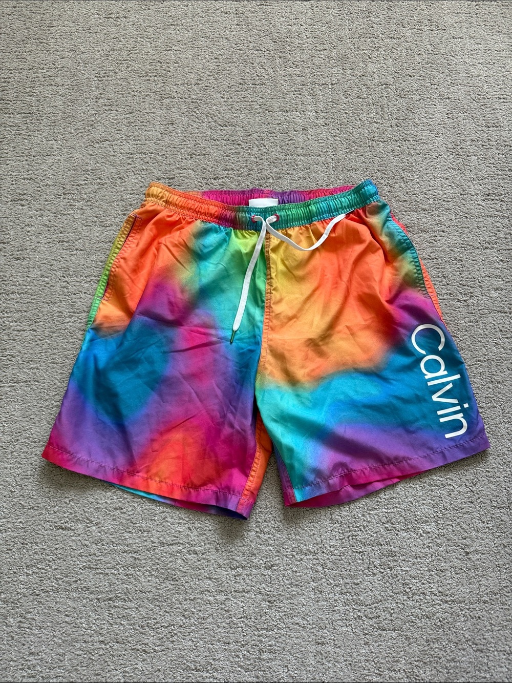 Calvin Klein Rainbow Tie-Dye Swim Trunks - Large